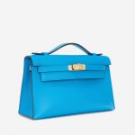 Pre-owned Hermès bag Kelly Pochette Swift Blue Frida Blue | Sell your designer bag on Saclab.com