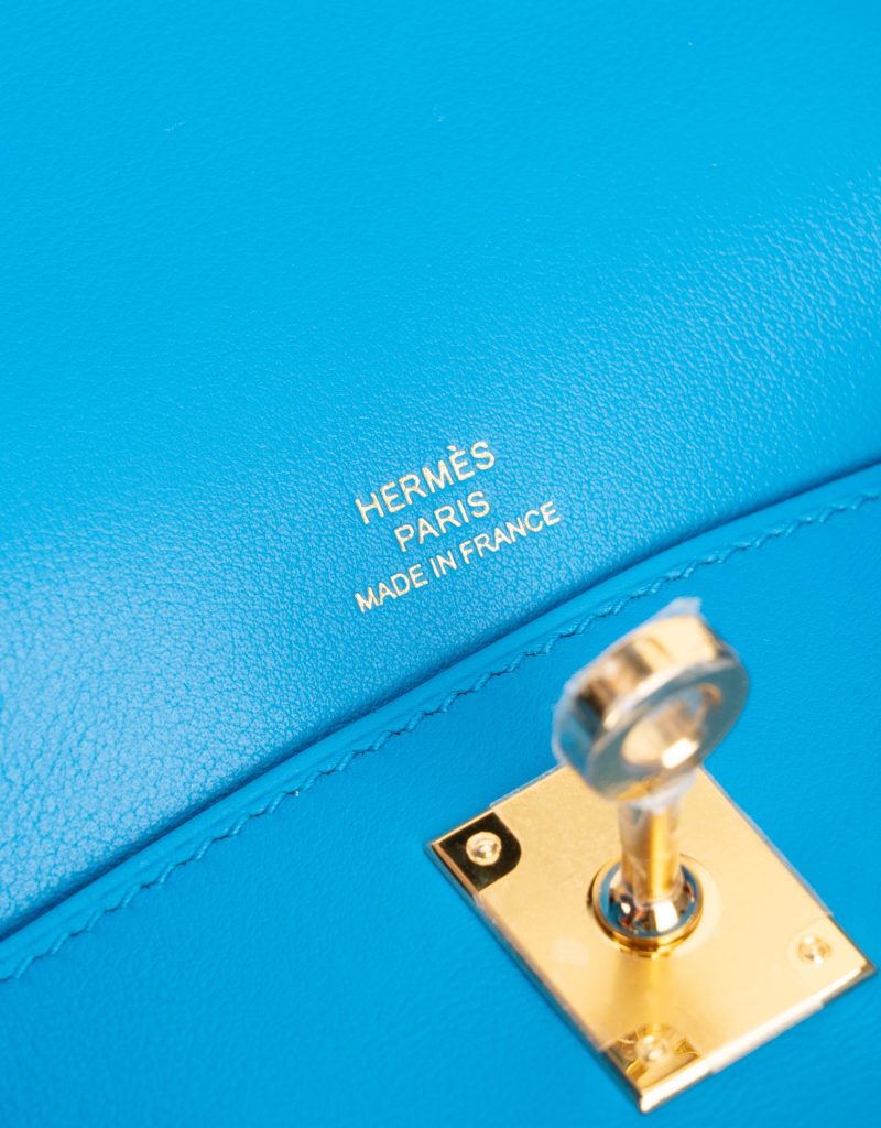 Hermès Kelly Pochette Swift Blue Frida | SACLÀB