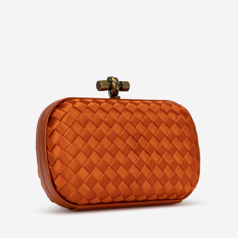 Bottega Veneta Knot Clutch Silk Orange