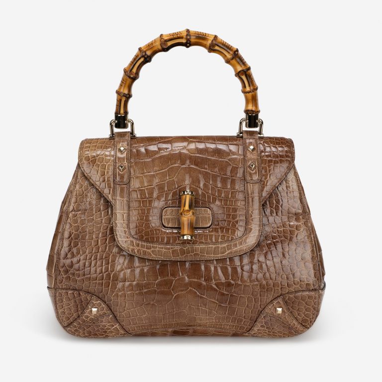 Pre-owned Gucci bag Bamboo Crocodile Brown Brown | Sell your designer bag on Saclab.com