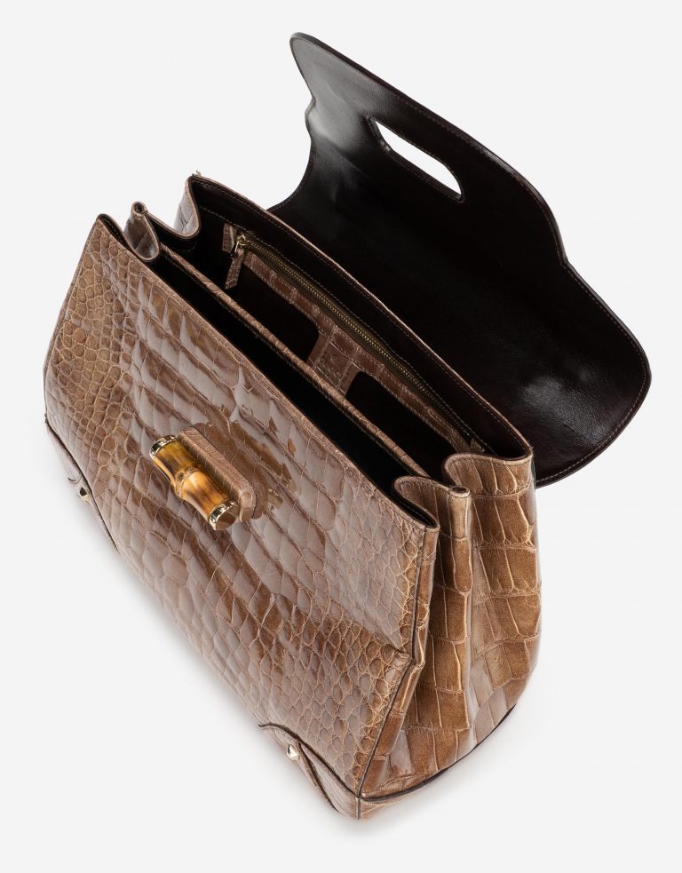 Gebrauchte Gucci Tasche Bamboo Crocodile Brown Brown | Verkaufen Sie Ihre Designer-Tasche auf Saclab.com