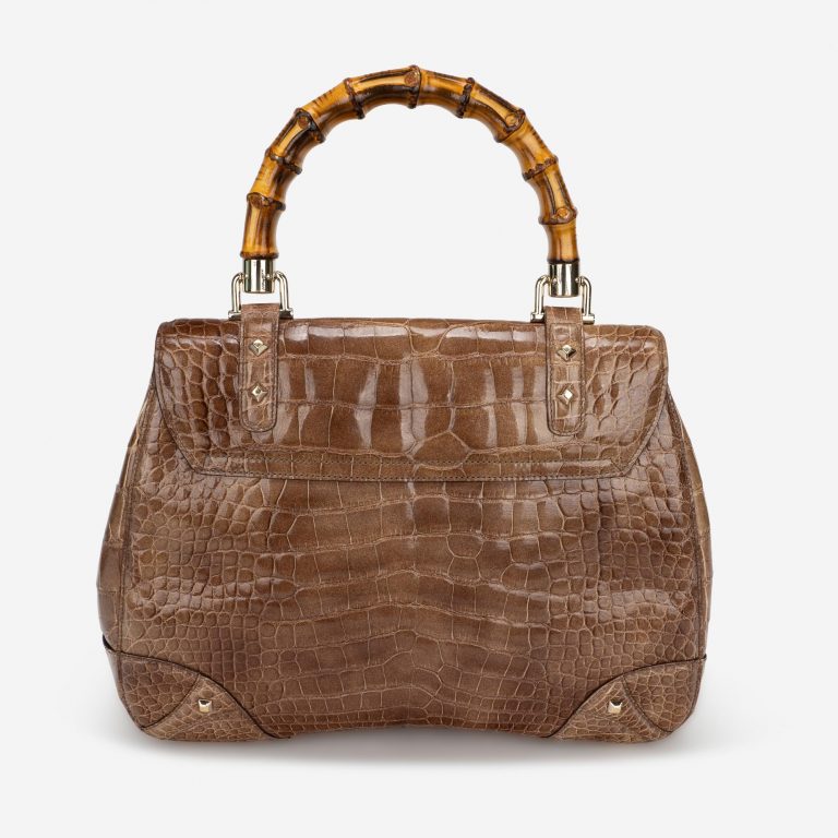 Gebrauchte Gucci Tasche Bamboo Crocodile Brown Brown | Verkaufen Sie Ihre Designer-Tasche auf Saclab.com