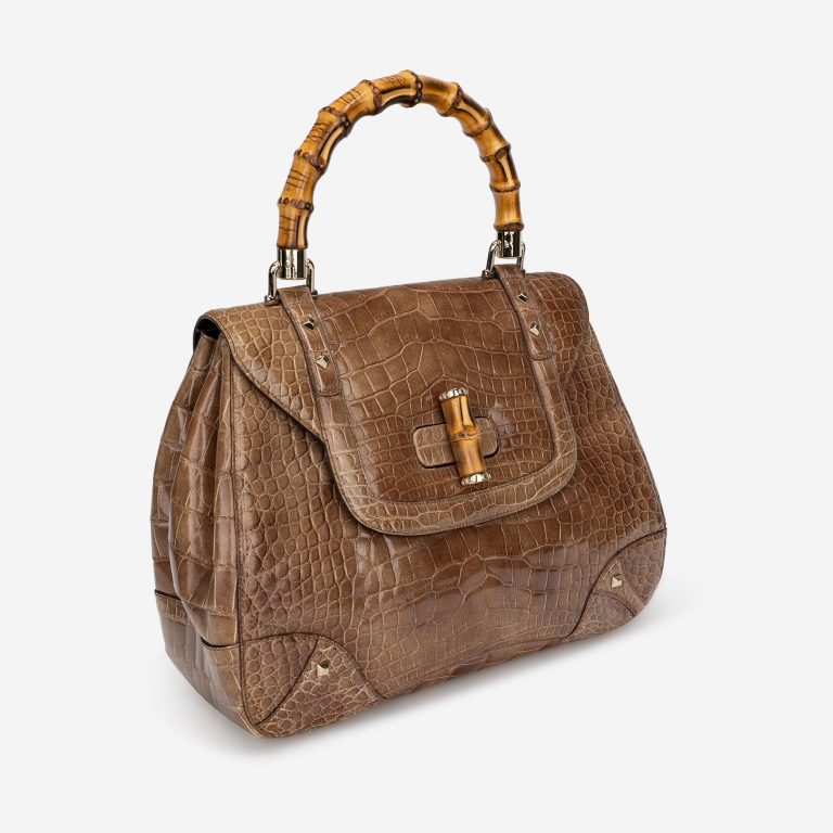 Gebrauchte Gucci Tasche Bamboo Crocodile Brown Brown | Verkaufen Sie Ihre Designer-Tasche auf Saclab.com