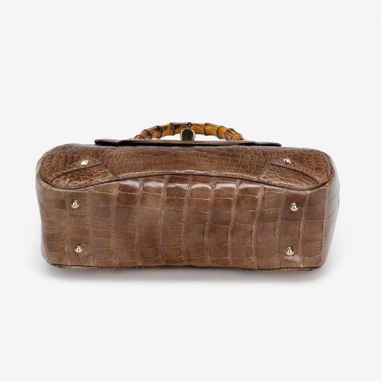 Gebrauchte Gucci Tasche Bamboo Crocodile Brown Brown | Verkaufen Sie Ihre Designer-Tasche auf Saclab.com