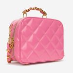Chanel Vintage Vanity Case Patent Leather Pink Side