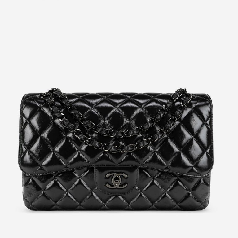 Chanel Timeless Jumbo Lackleder So Schwarz Front