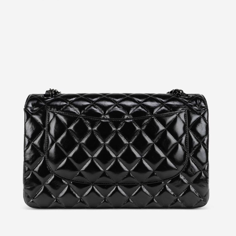 Chanel Timeless Jumbo Lackleder So Schwarz Rückseite