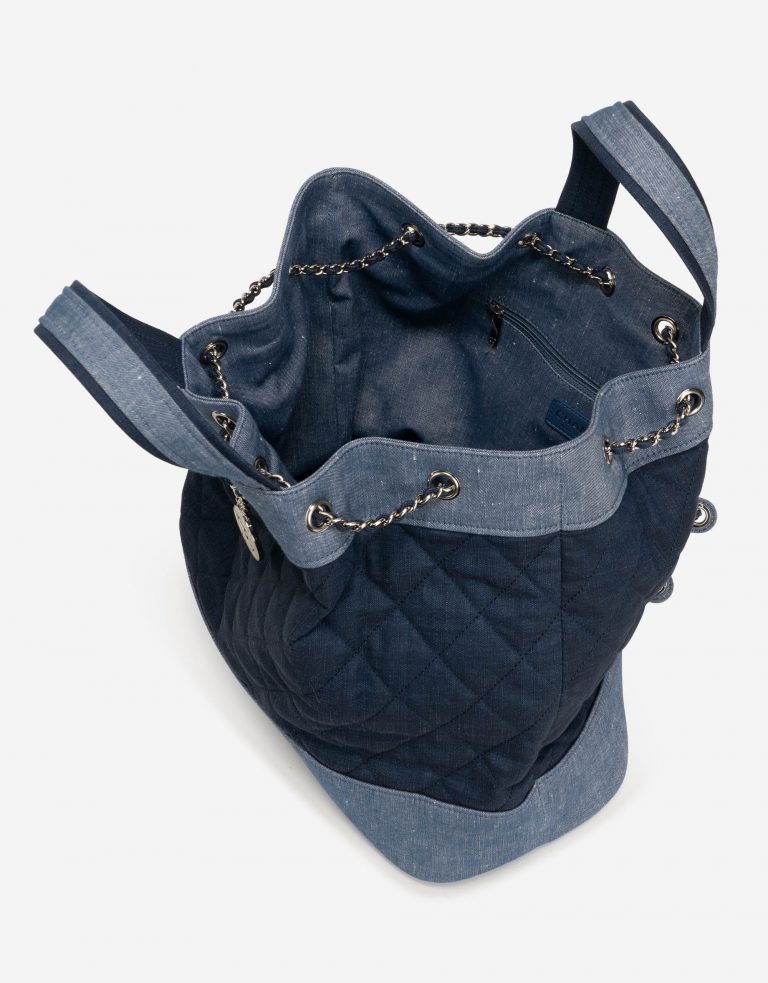 Chanel Drawstring Backpack Denim Blue Inside