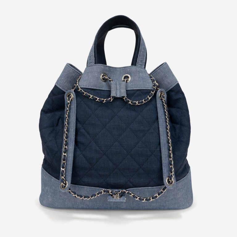 Chanel Drawstring Backpack Denim Blue Back