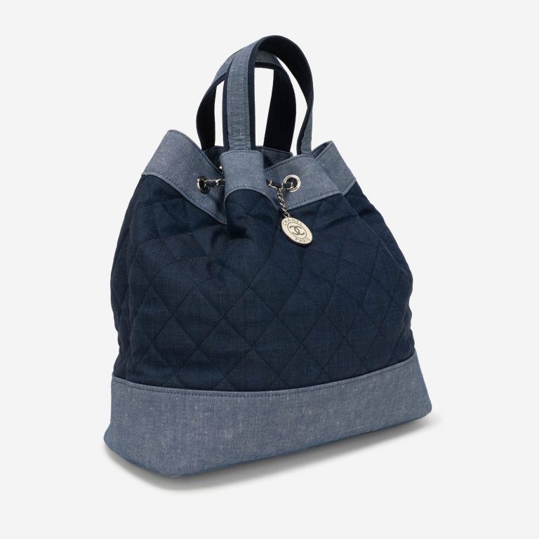 Chanel Drawstring Backpack Denim Blue Side