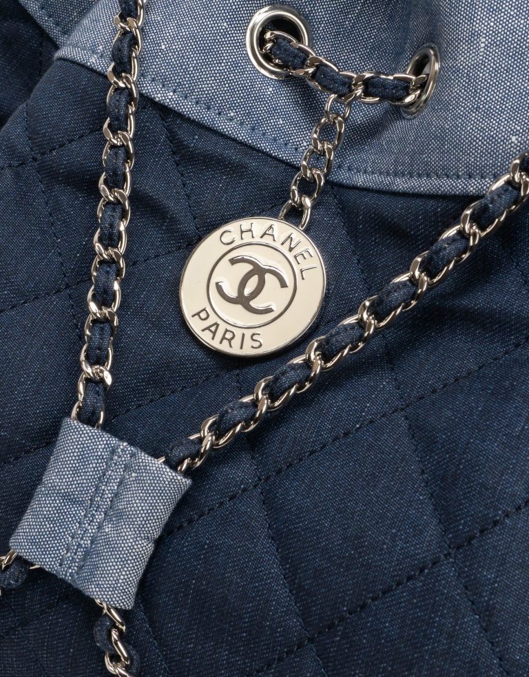 Chanel Drawstring Backpack Denim Blue Hardware