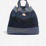 Chanel Drawstring Backpack Denim Blue Front