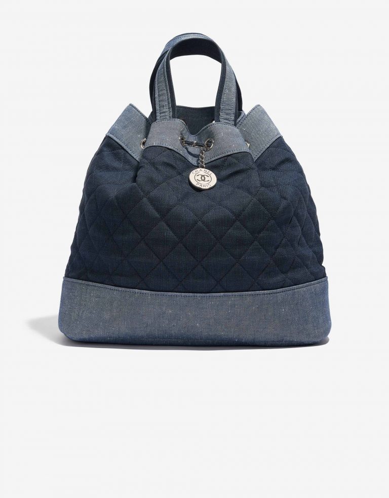 Chanel Drawstring Rucksack Denim Blau Front