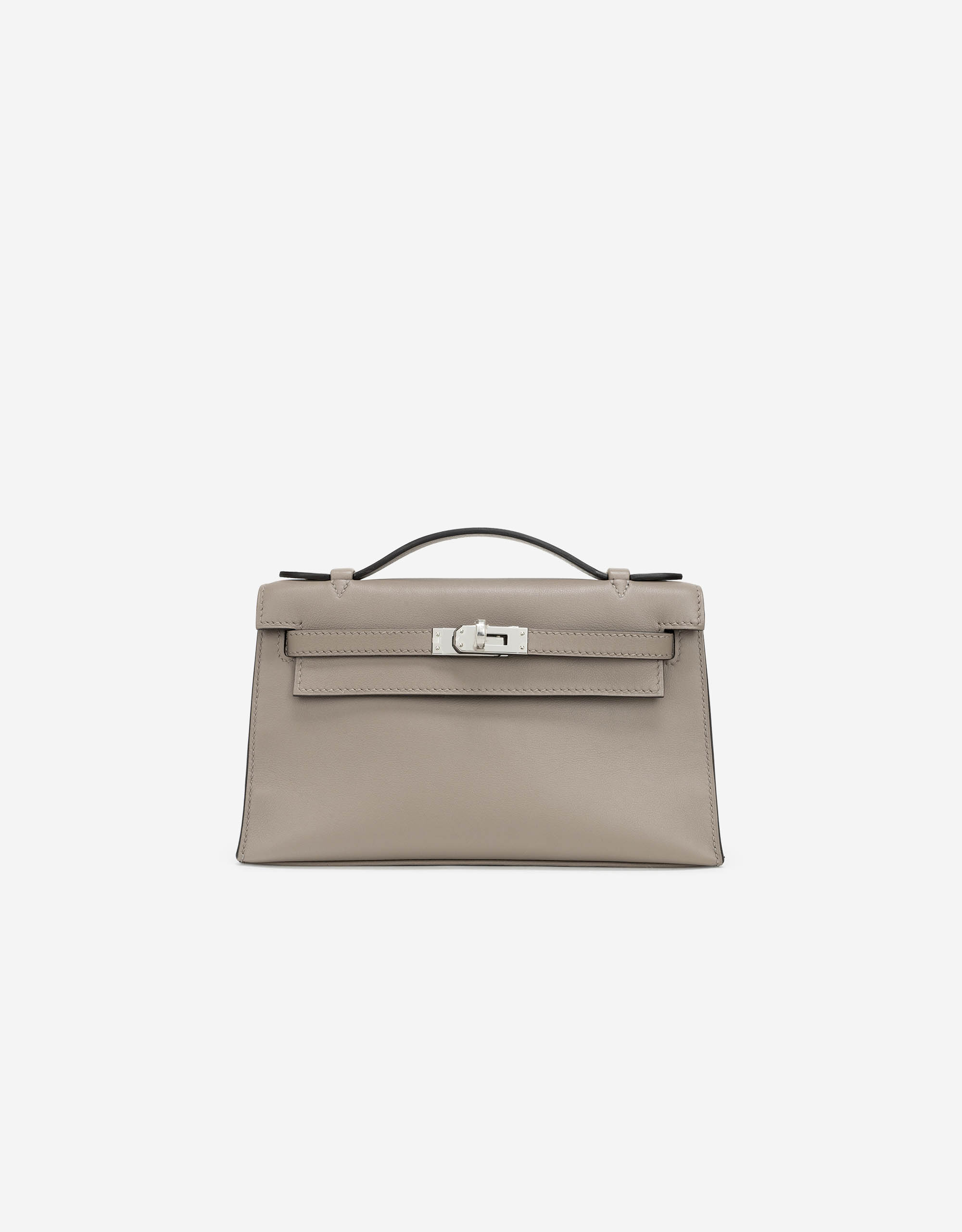 Hermès Kelly Pochette Gris Asphalte Swift With Silver Hardware