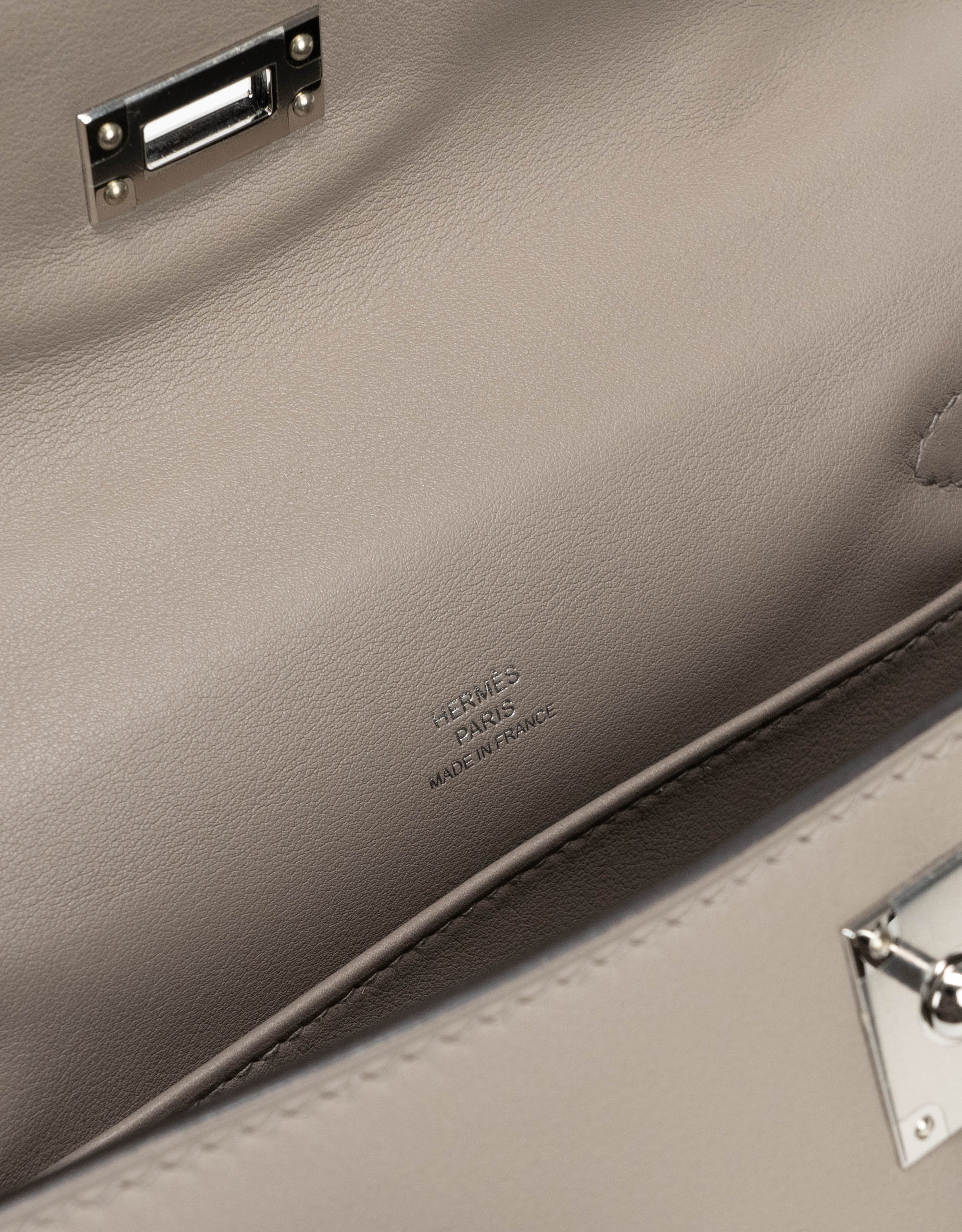 Hermès Kelly Pochette Swift Gris Asphalte Inside