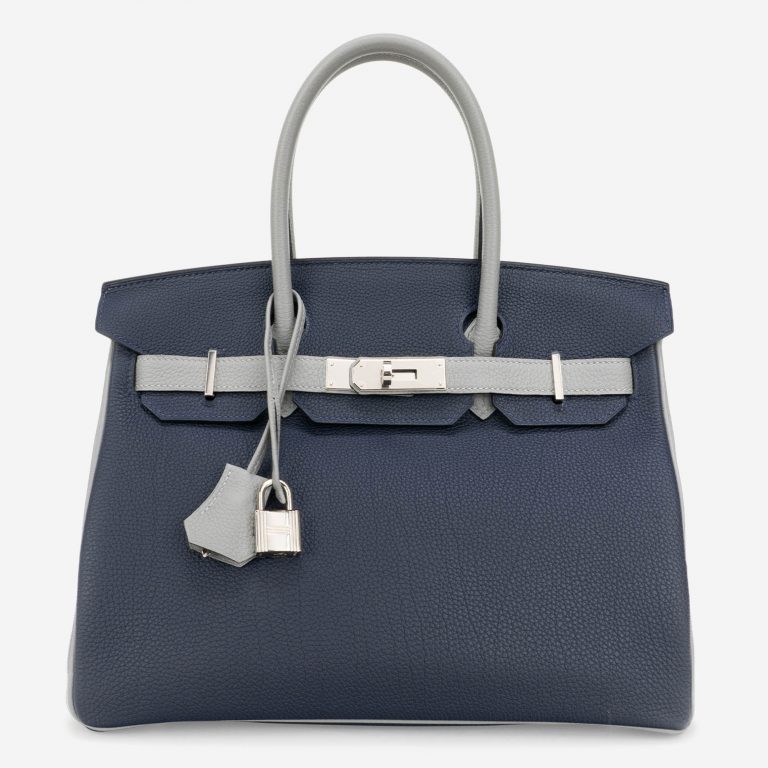 Hermès Birkin 30 Blue Encre Gris Mouette HSS Front