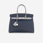 Hermès Birkin 30 Blue Encre Gris Mouette HSS Front