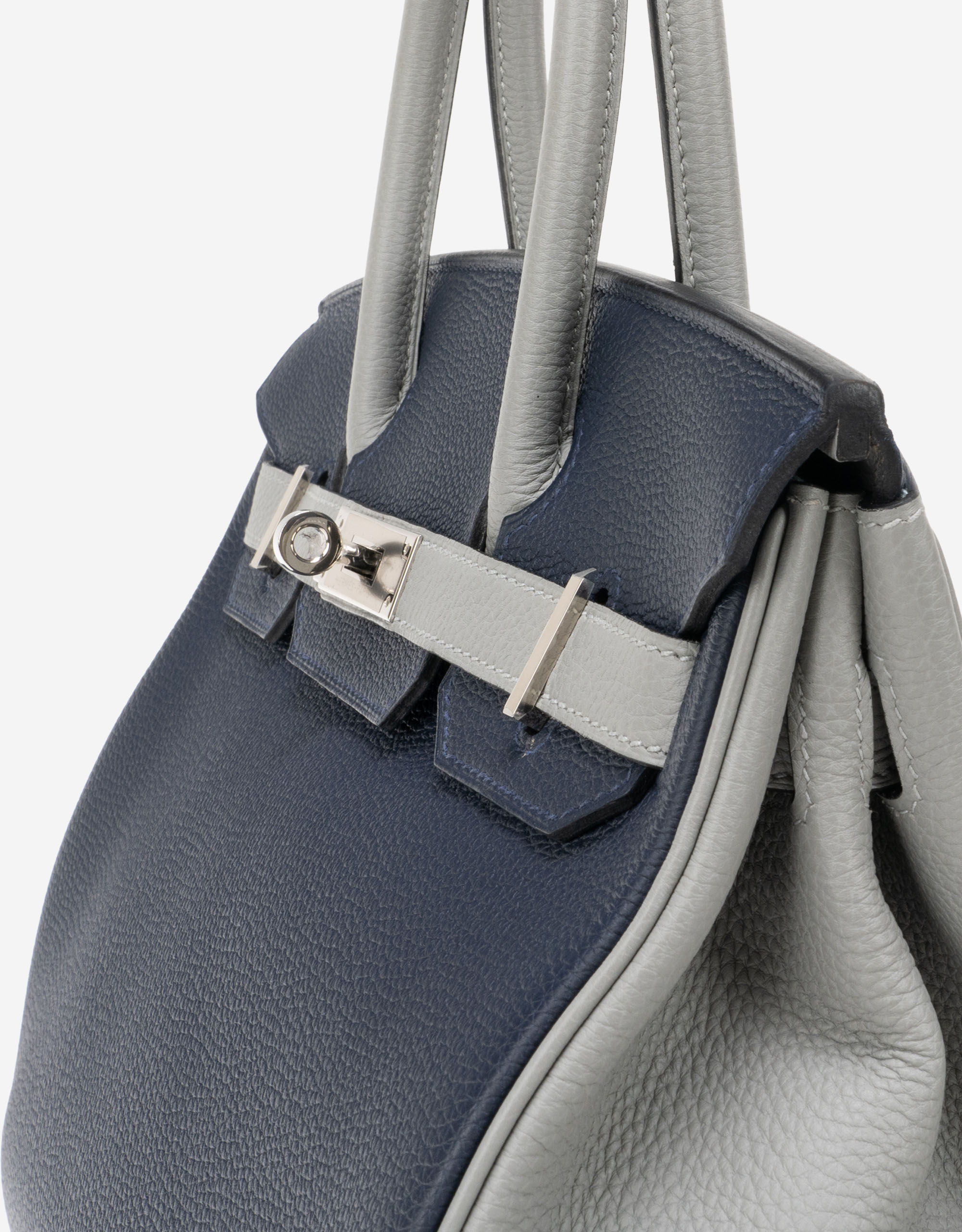 Hermès Birkin 30 Blue Encre Gris Mouette HSS Side Perspective