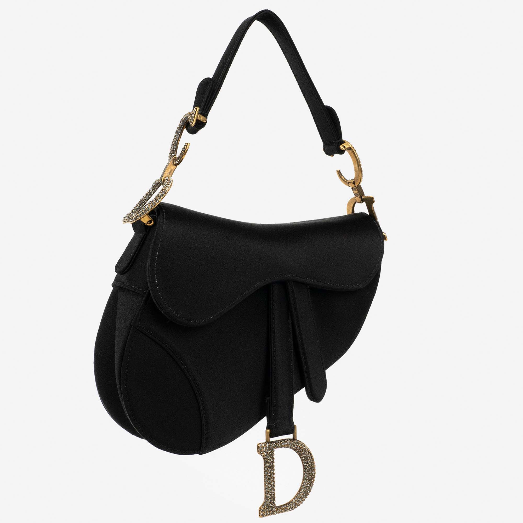 Treasures of NYC - Dior Black Satin Mini Saddle Bag