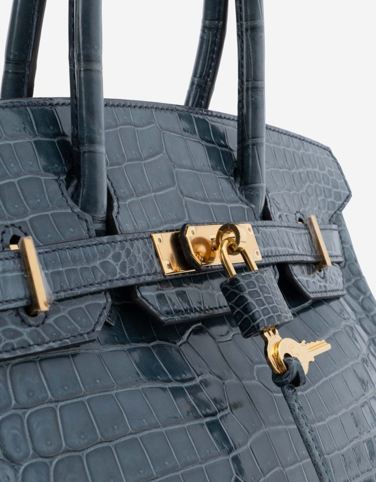 Pre-owned Hermès bag Birkin 30 Porosus Crocodile Blue Tempete Blue | Sell your designer bag on Saclab.com