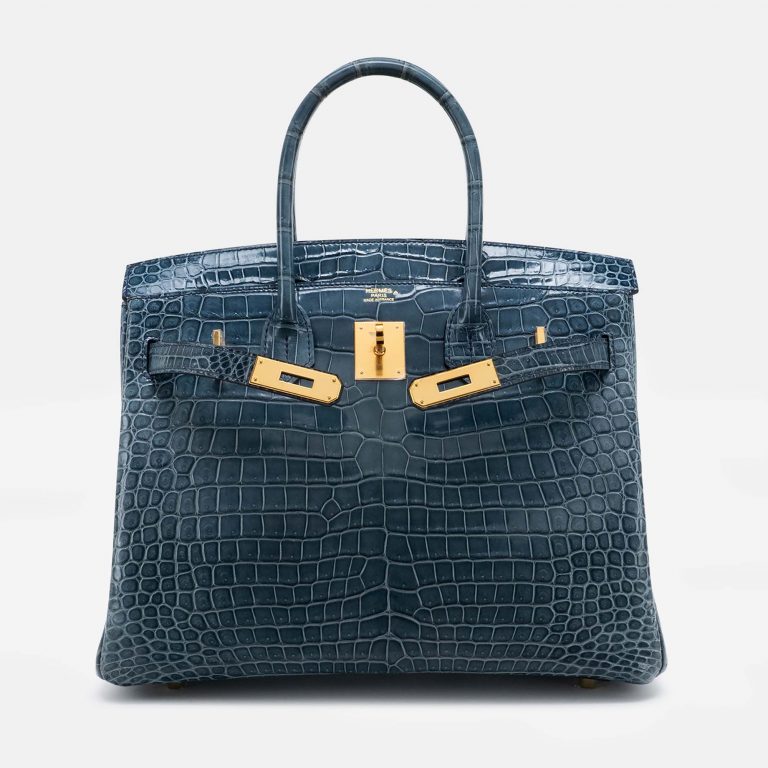 Hermès Birkin 30 Porosus Crocodile Blue Tempete