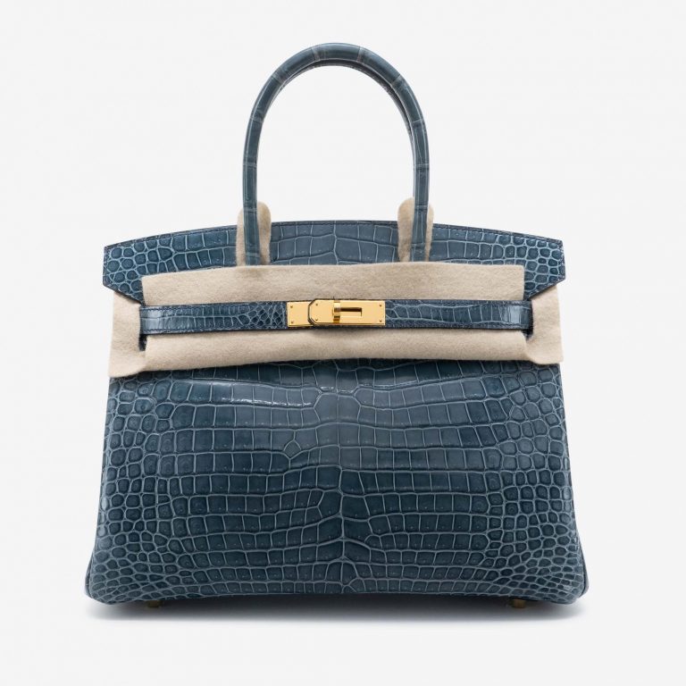 Hermès Birkin 30 Porosus Crocodile Blue Tempete