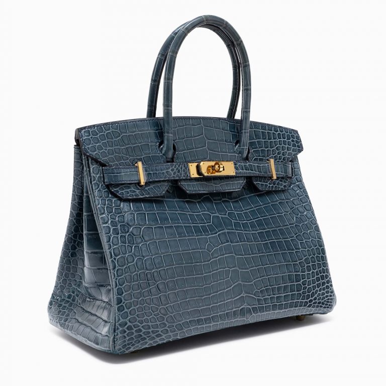 Hermès Birkin 30 Porosus Crocodile Blue Tempete