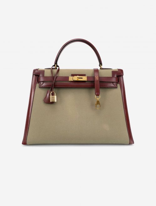 Hermès Kelly 35 Toile / Tadelakt Rouge H