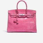 Hermès Birkin 35 Porosus Crocodile Lisse Rose Tyrien Front