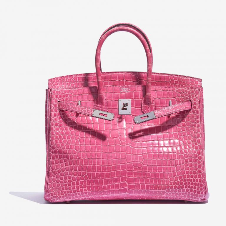 Hermès Birkin 35 Porosus Crocodile Lisse Rose Tyrien Front Open