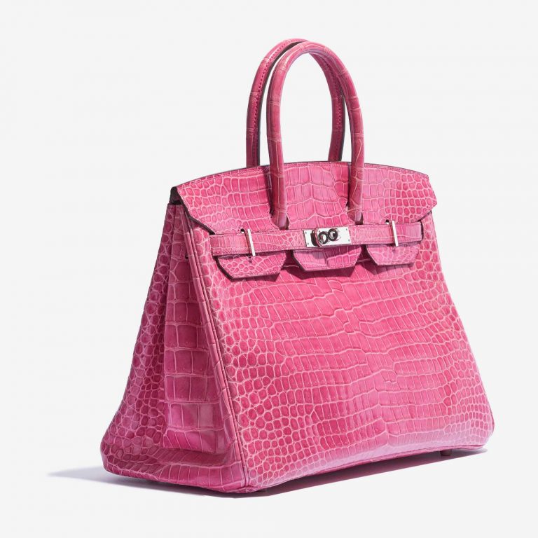 Hermès Birkin 35 Porosus Crocodile Lisse Rose Tyrien Side