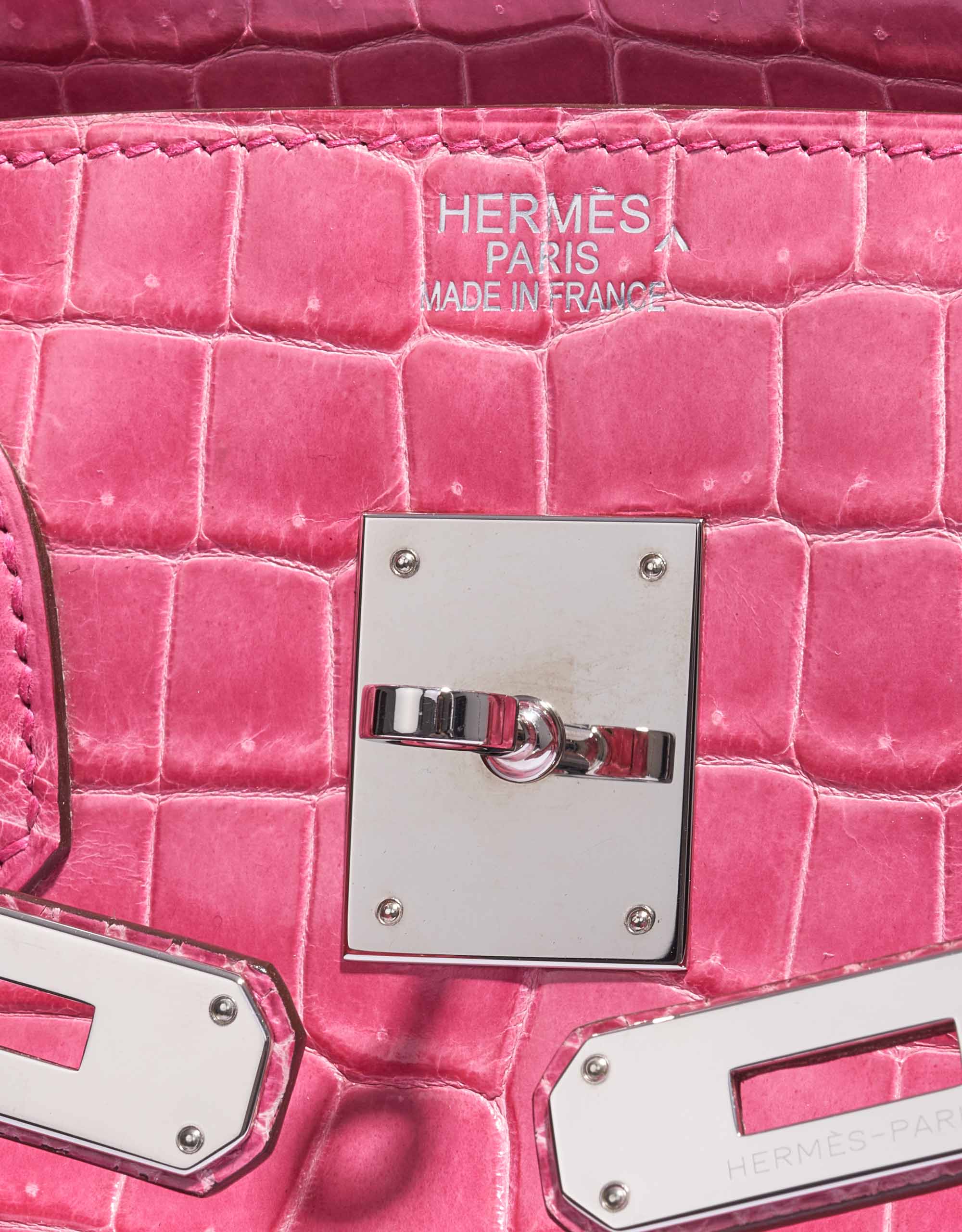 Hermès Birkin 35 Porosus Crocodile Lisse Rose Tyrien Palladium Hardware