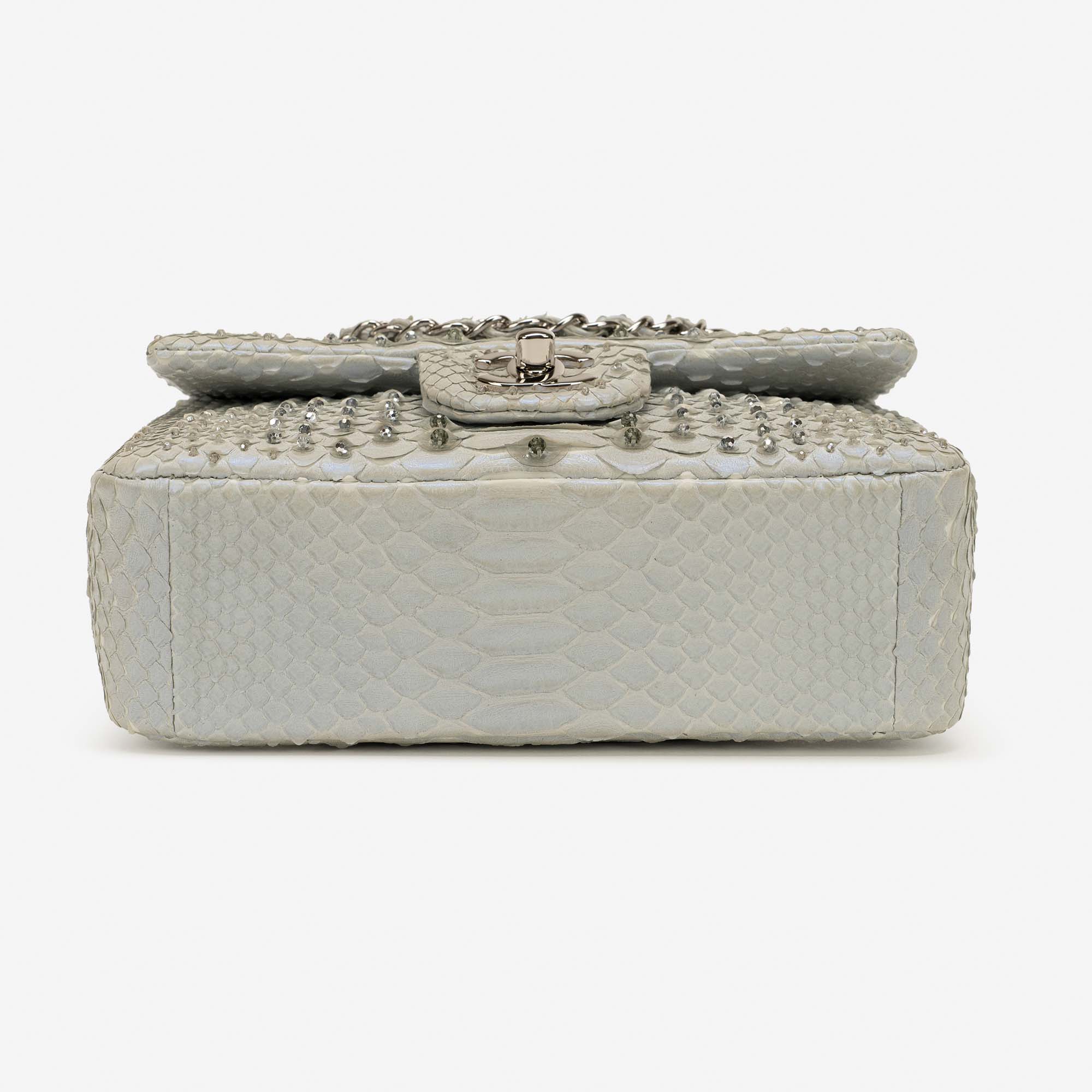 Chanel Timeless kleine Tasche Pythonleder Silber