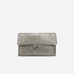 Chanel Timeless Clutch Lammleder Chevron Silber