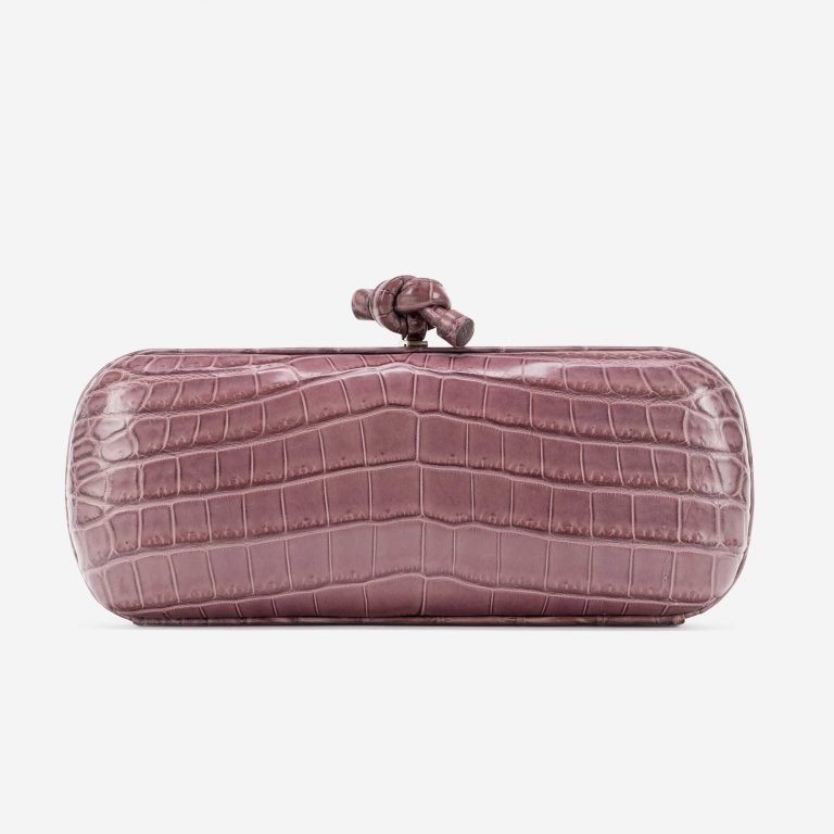 Bottega Veneta Stretch Knot Clutch Crocodile Violet