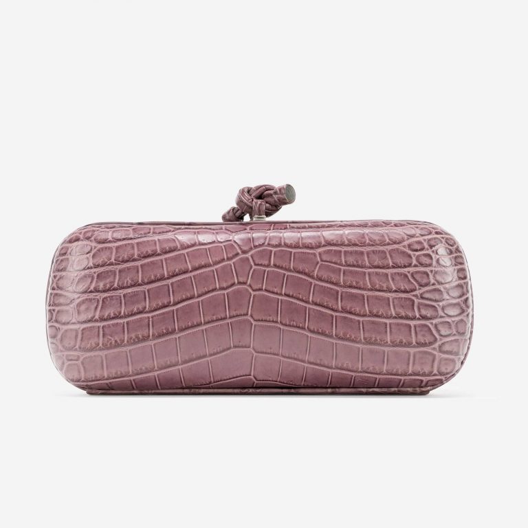 Bottega Veneta Stretch Knot Clutch Crocodile Violet