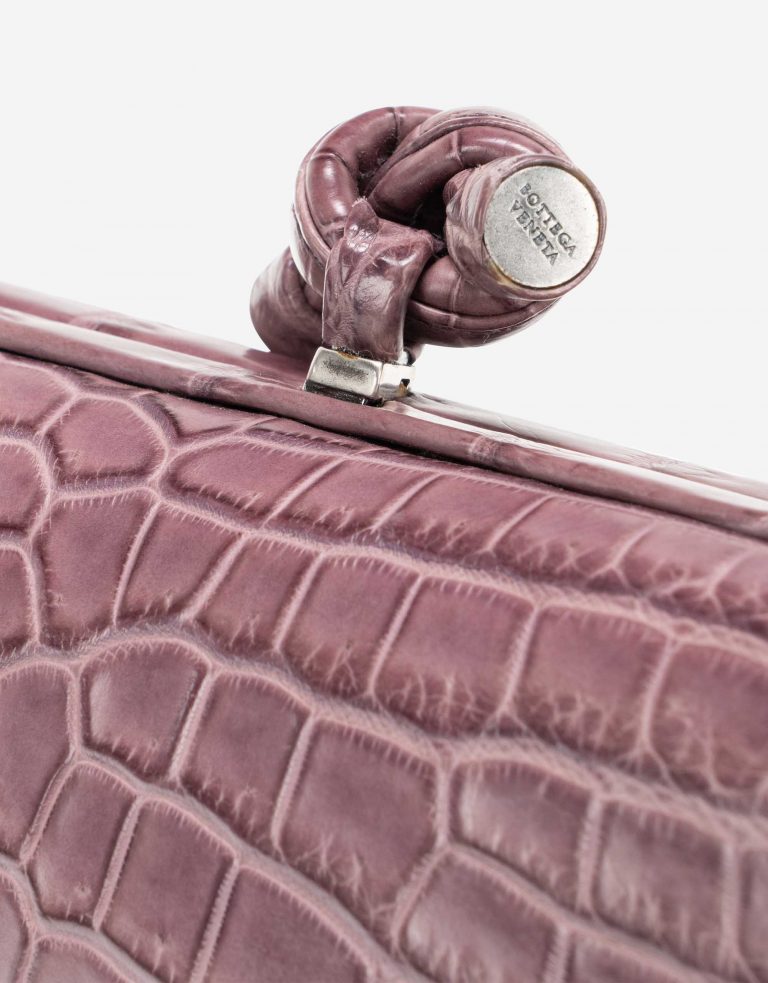 Bottega Veneta Stretch Knot Clutch Crocodile Violet