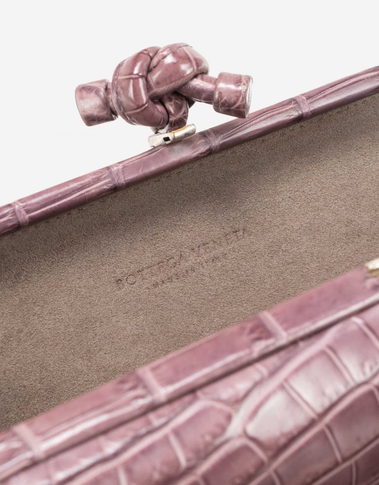 Bottega Veneta Stretch Knot Clutch Crocodile Violet