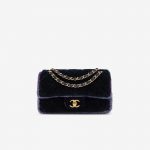 Chanel Timeless kleine Tasche Shearling / Tweed Blau