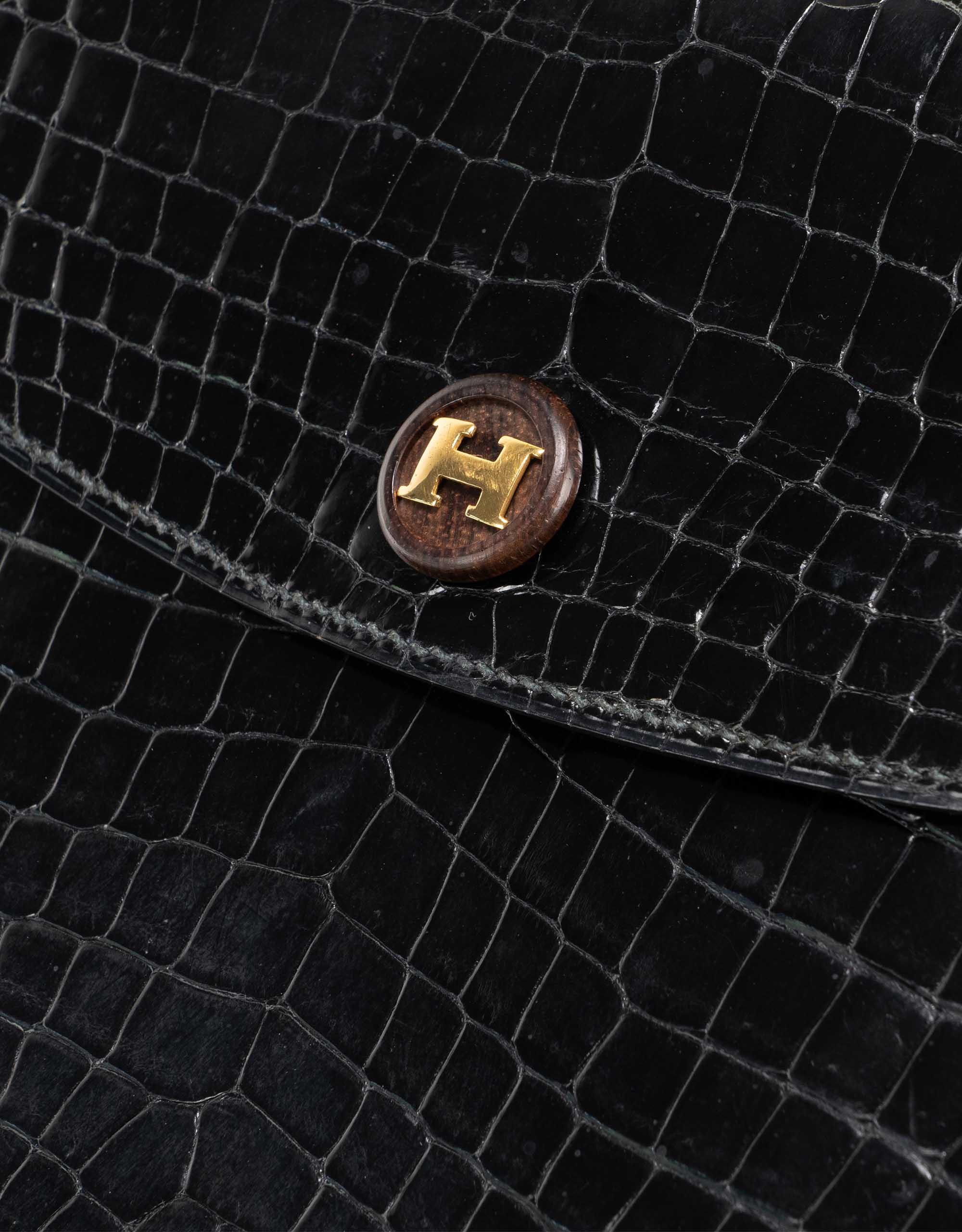 Hermès Black Porosus Crocodile Rio Clutch Pochette Envelope Bag 536her310