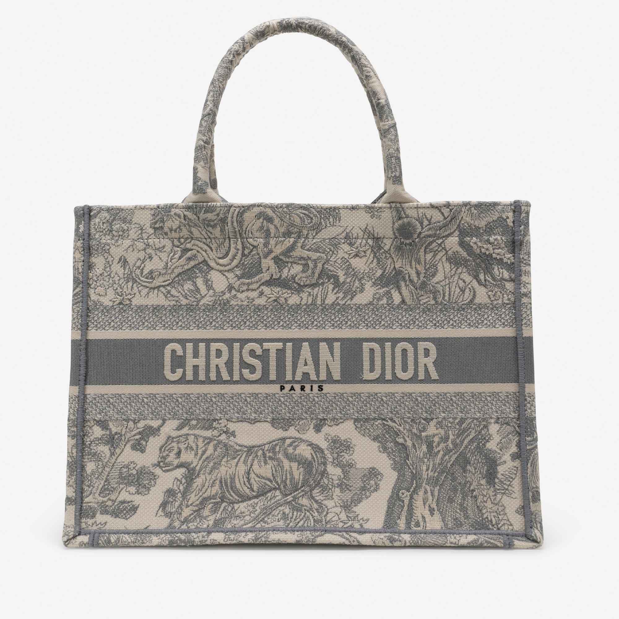 Dior Book Tote kleine Tasche Toile Beige / Grau
