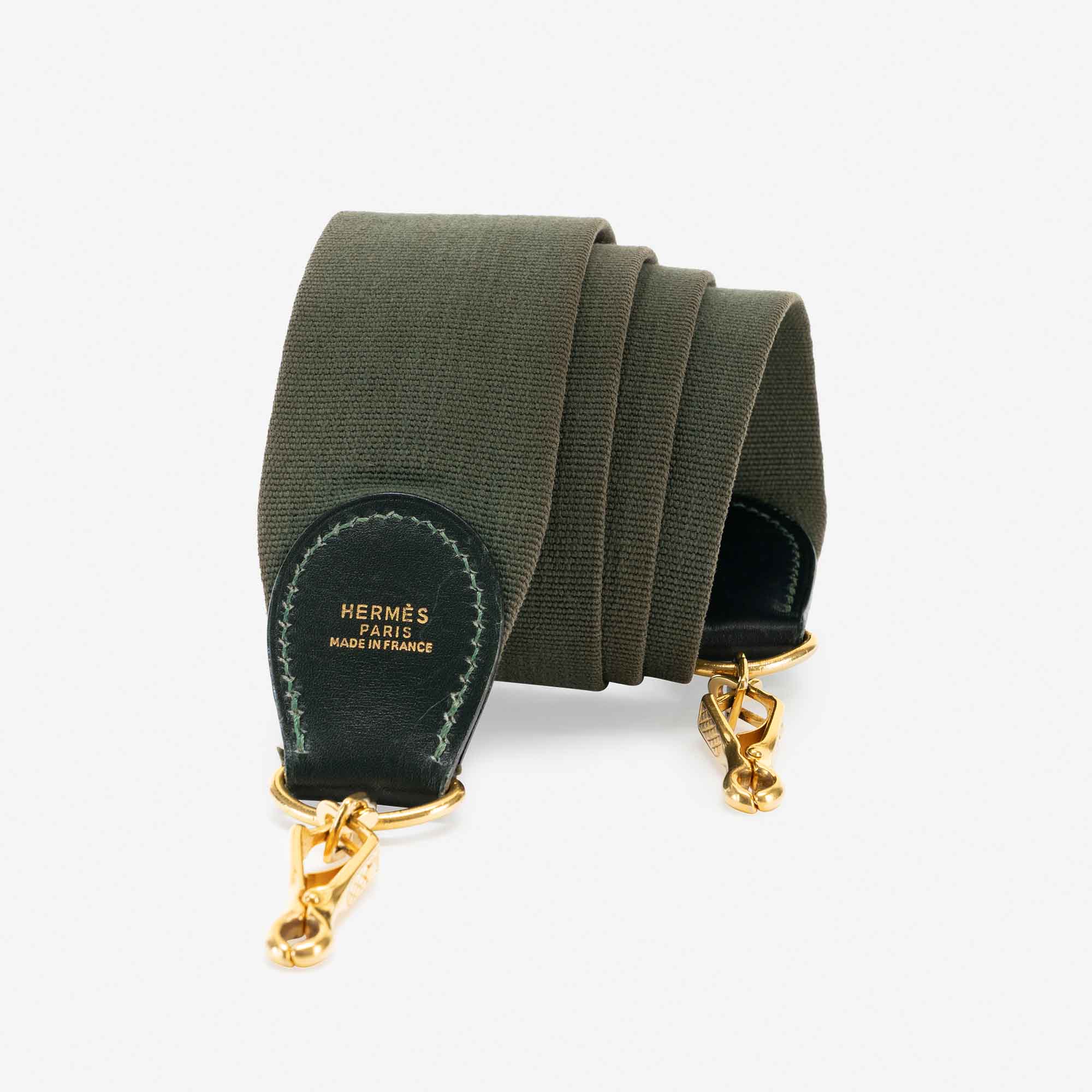 Hermès Shoulder Strap Canvas / Box Vert Anglais