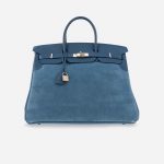 Hermès Birkin 40 Wildleder Grizzly Blue Thalassa