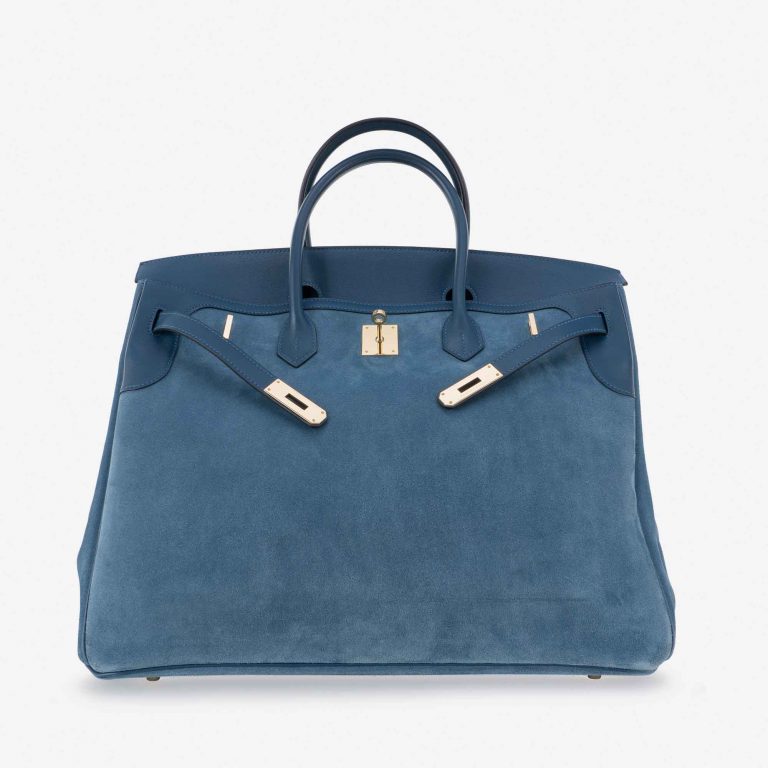 Hermès Birkin 40 Suede Grizzly Blue Thalassa