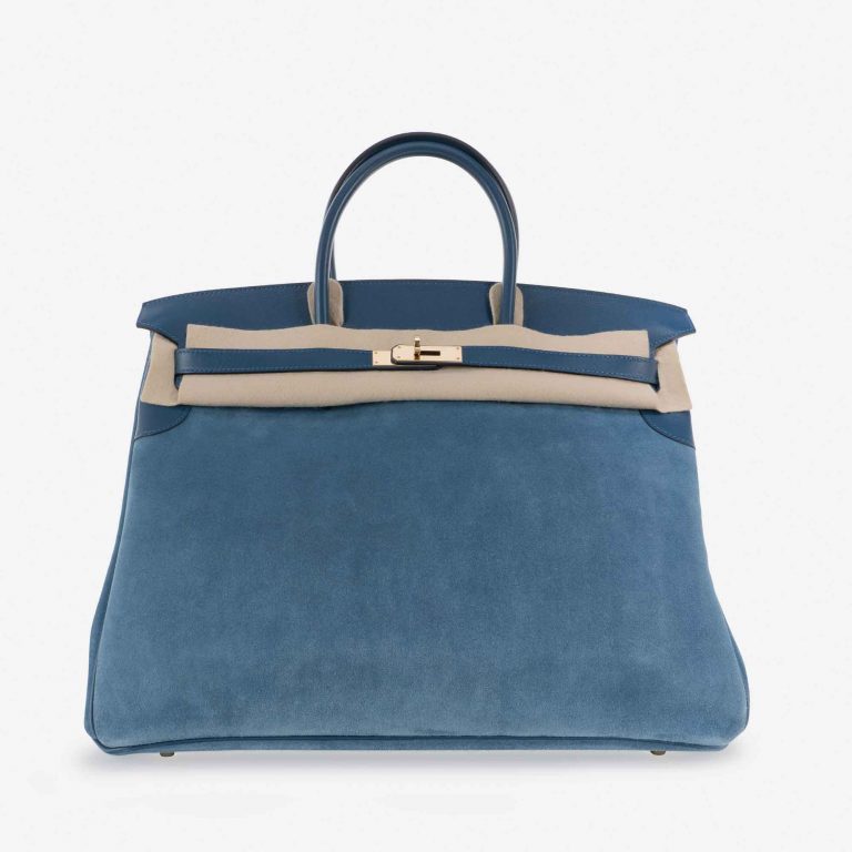 Hermès Birkin 40 Suede Grizzly Blue Thalassa