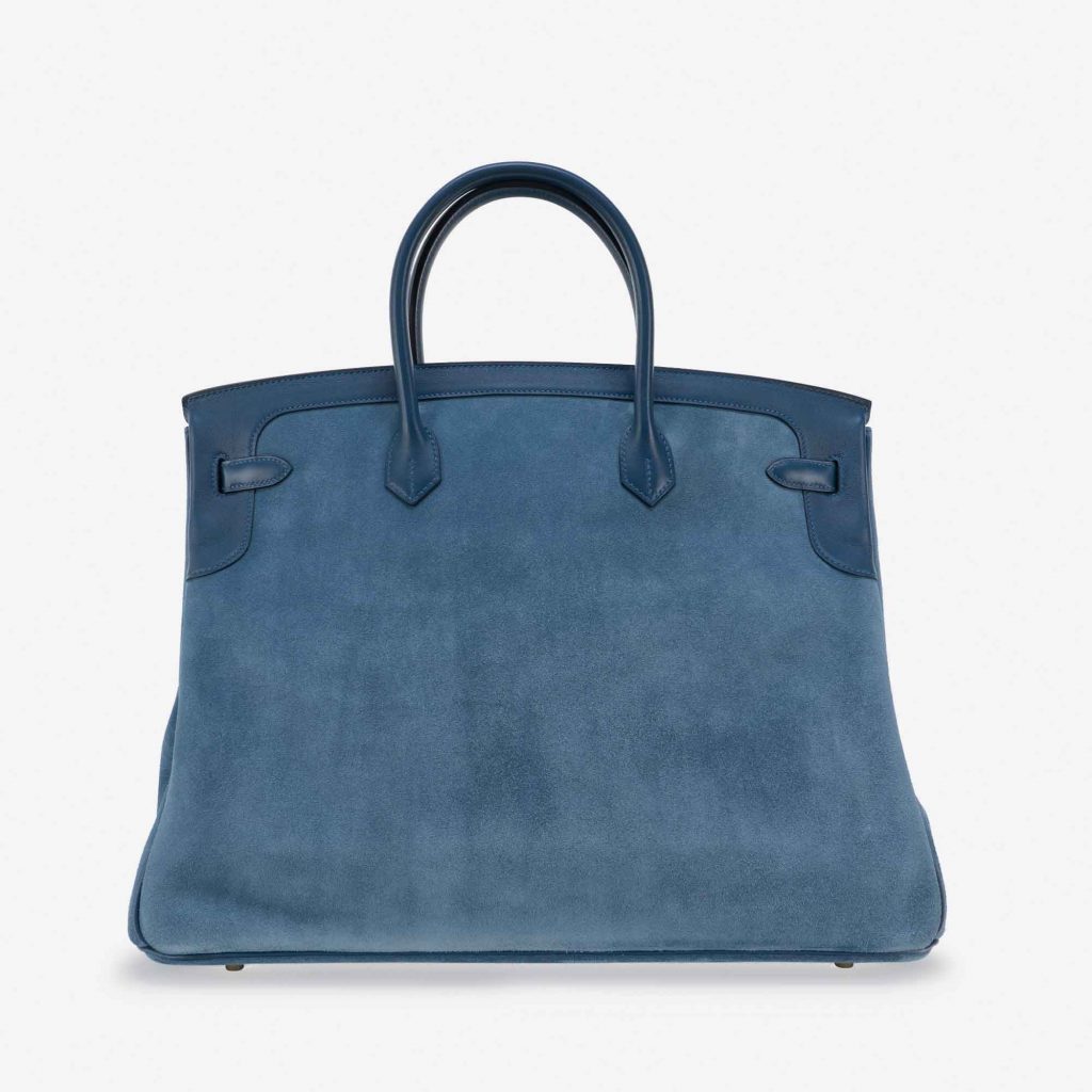 Hermès Birkin 40 Suede Grizzly Blue Thalassa | SACLÀB