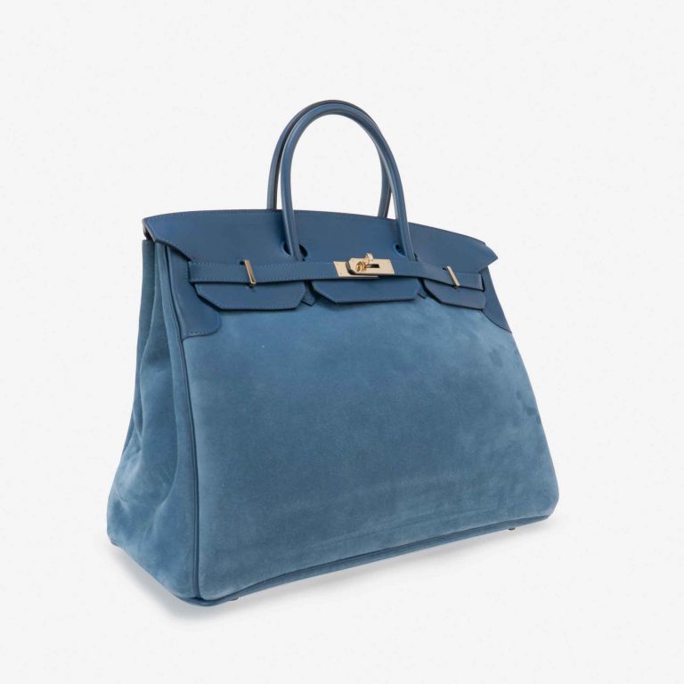 Hermès Birkin 40 Suede Grizzly Blue Thalassa