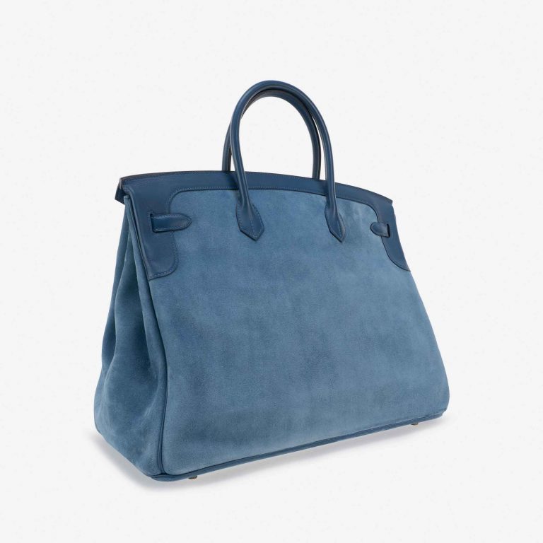 Hermès Birkin 40 Suede Grizzly Blue Thalassa