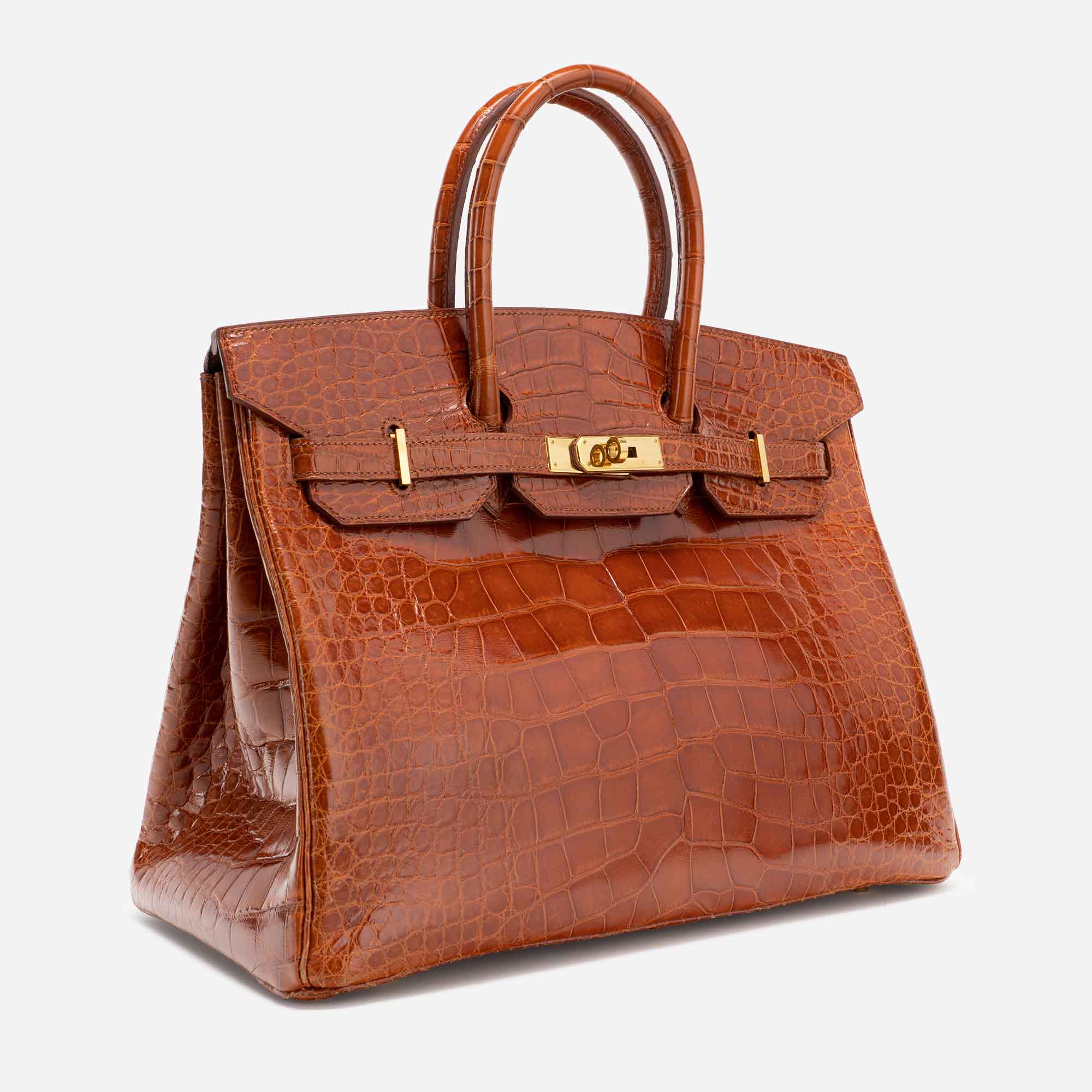 Birkin 35 crocodile handbag Hermès Brown in Crocodile - 18798184