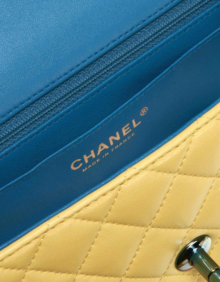 Chanel Rainbow Timeless Mini Rectangular Lamb Yellow / Petrol